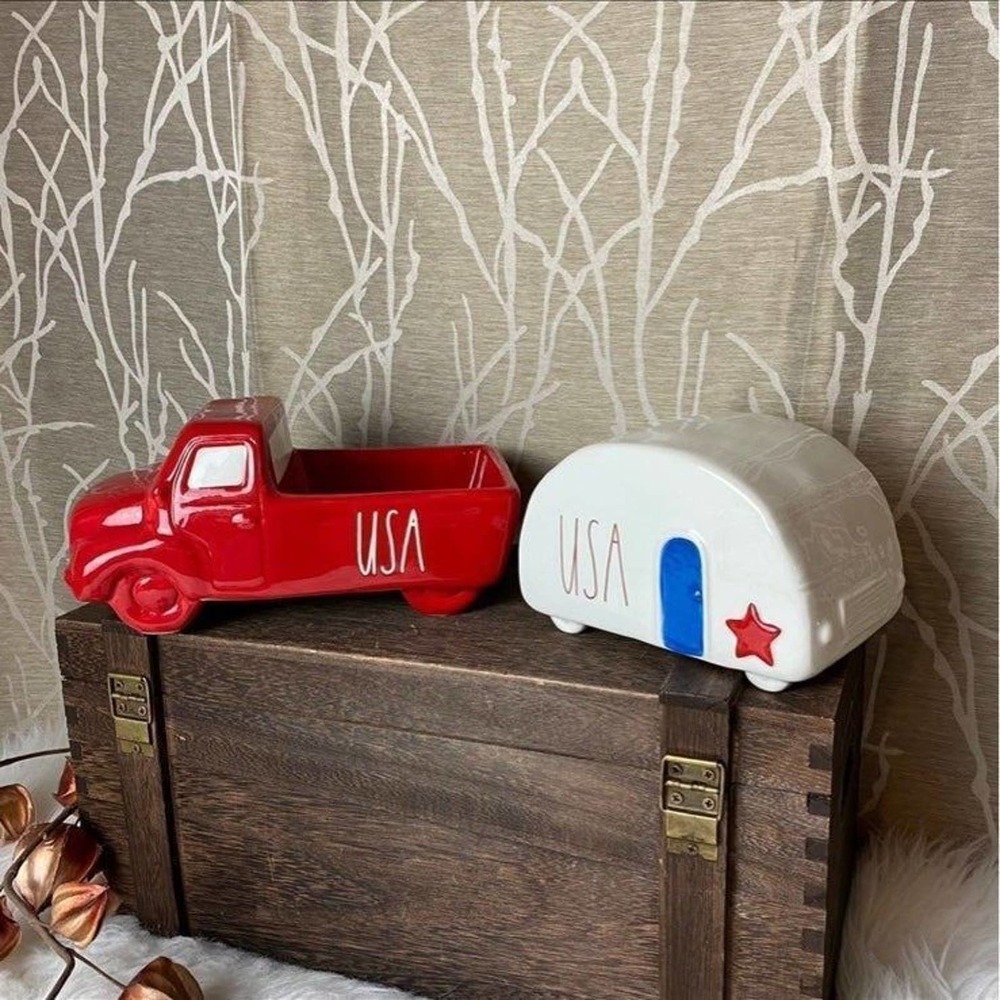 RAE DUNN FARMHOUSE HOME DECOR CERAMIC TABLE TOP USA AMERICA JULY 4 PATRIOTIC NEW